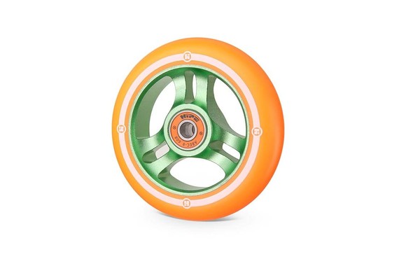 Фото: Колесо для самоката HIPE 3W 100мм Зеленый/Оранжевый