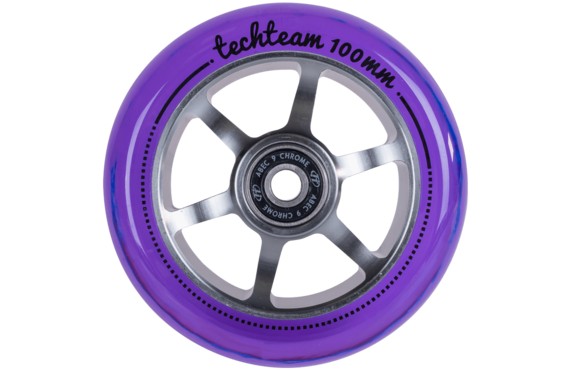 Фото: Колесо для самоката TECH TEAM 6S 100мм Серый/Фиолетовый