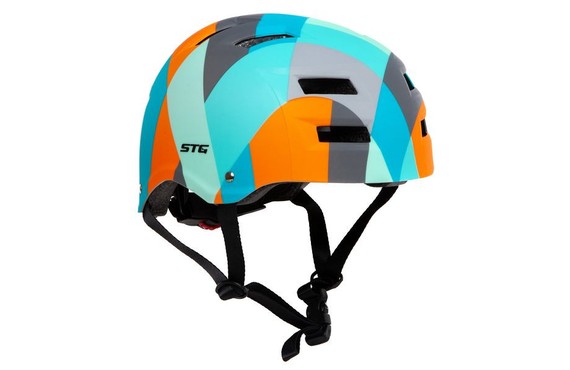 Фото: Шлем велосипедный STG MTV1, размер S, Серый/Синий/Оранжевый